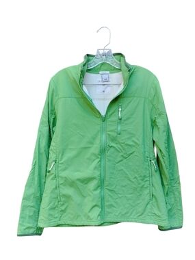 Old Navy Perfect Fit Green Fleece Lined Nylon Jacket Womens Large L Activewear